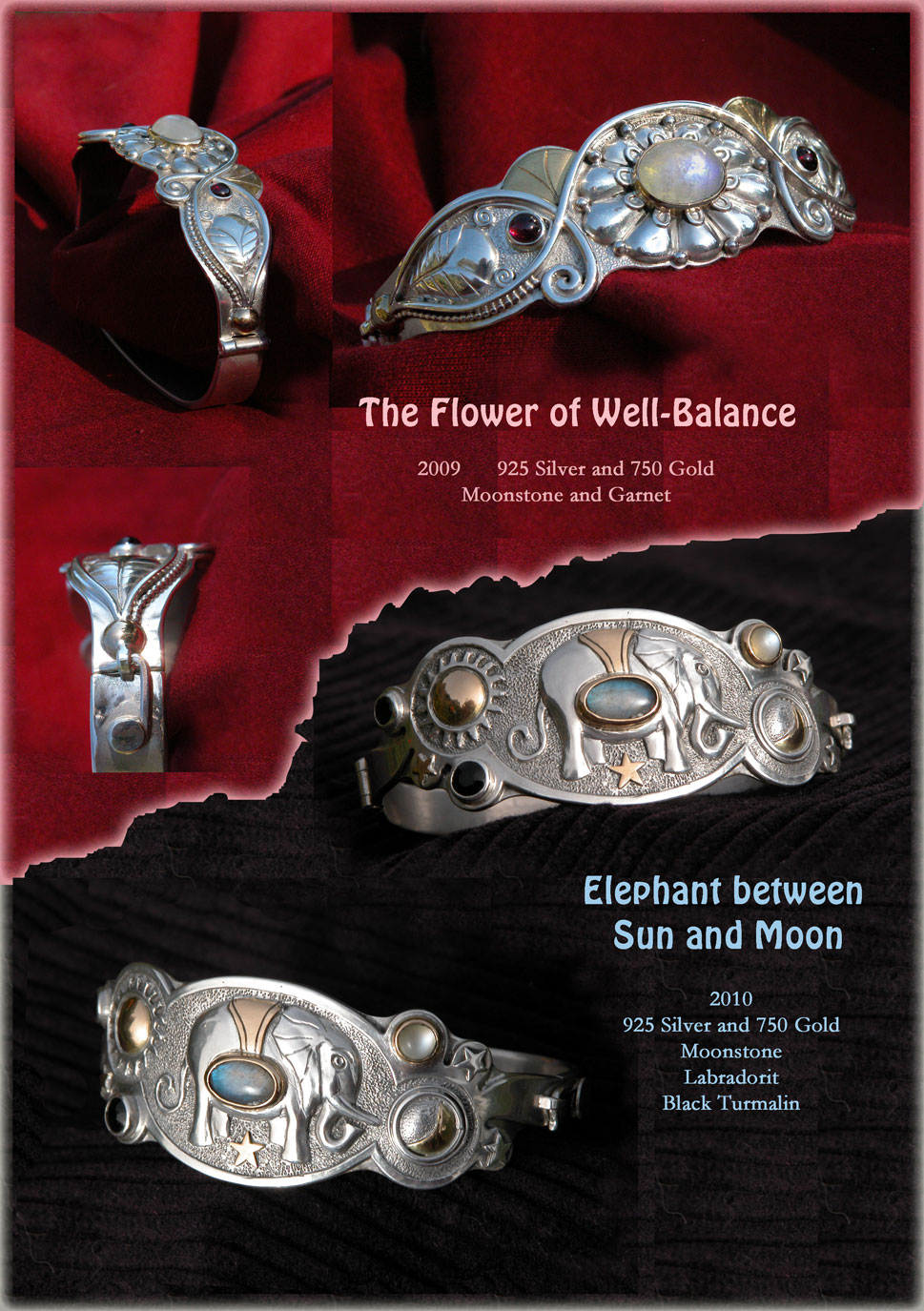 unikatarmband silber elefant blume