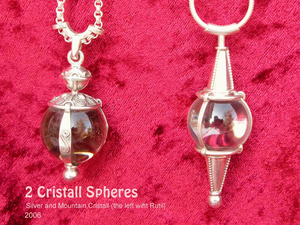 Kristallkugel unikatschmuck Bergkristallkugel Silberunikat