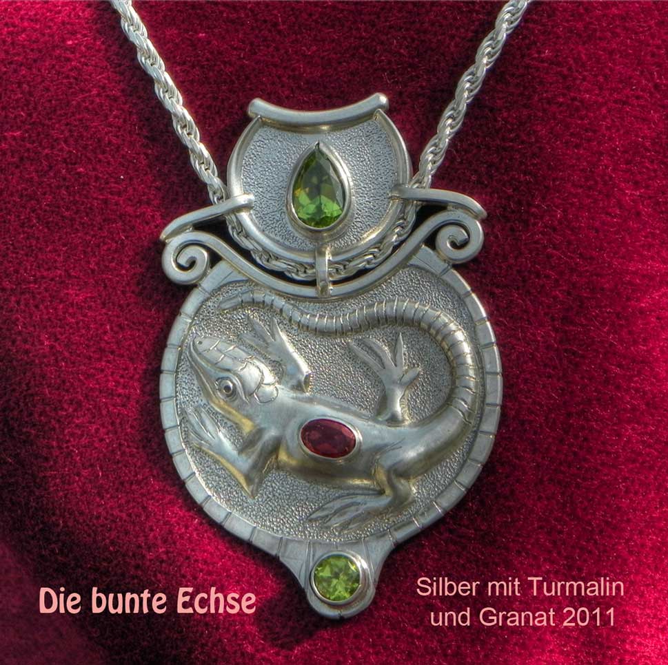 unikatschmuck echse silber