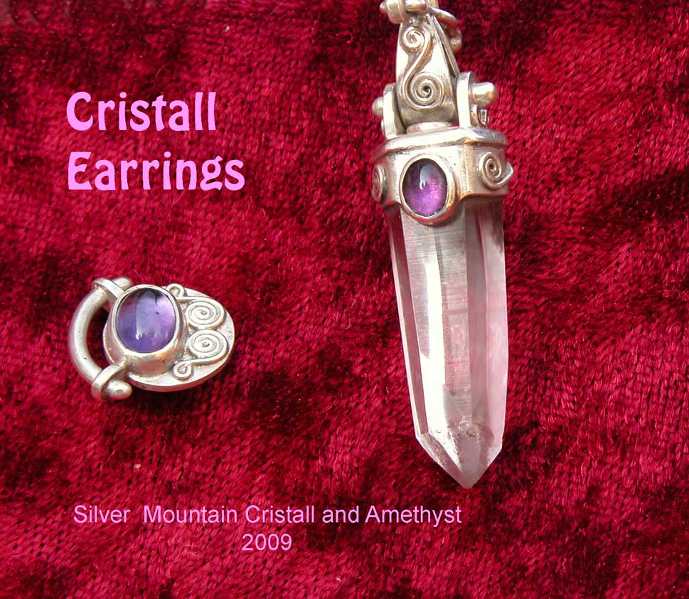 Bergkristall silber ohrring amethyst 