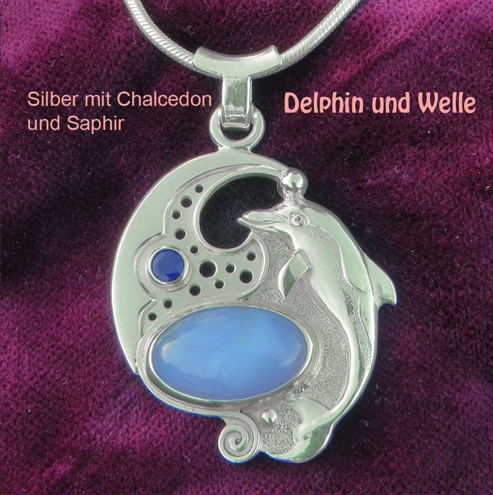 one of a kind jewel dolphin chalcedon saphir