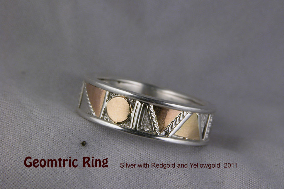 unikatring silber gold geometrie designerring