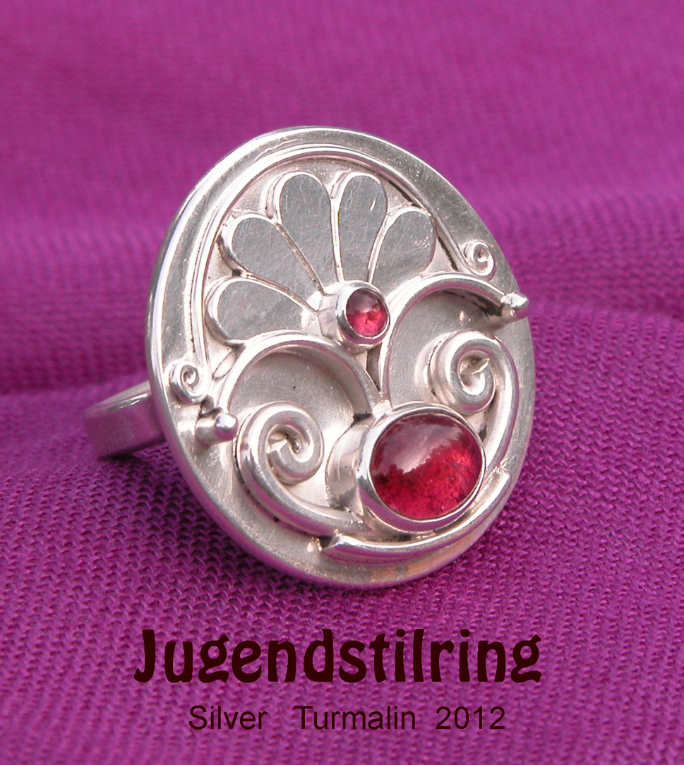 unikatring silber jugendstil turmalin designring