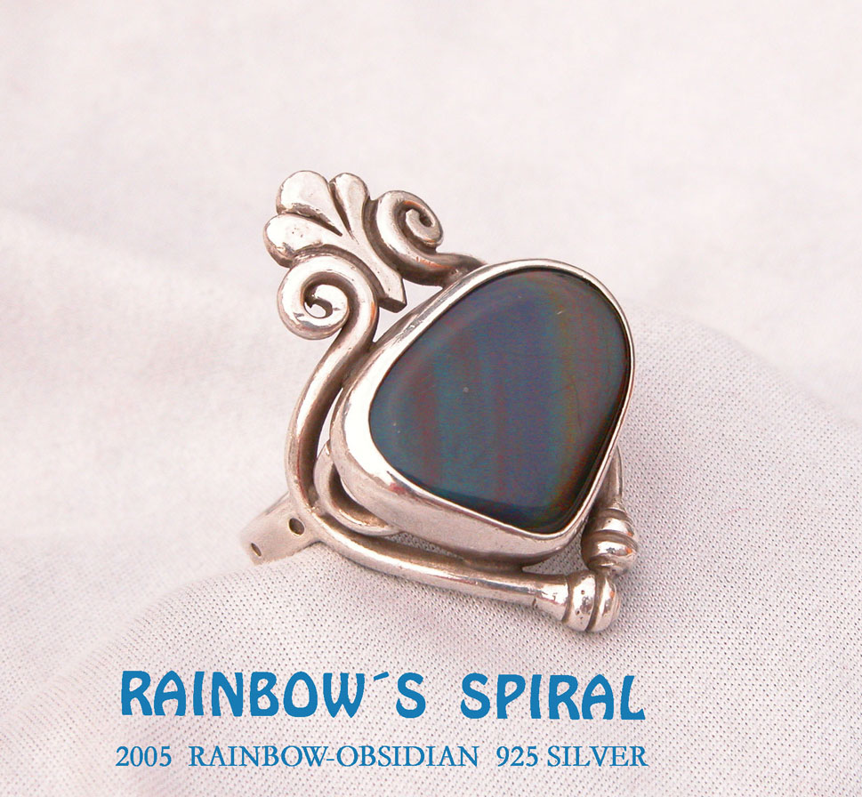 unikatring silber regenbogen obsidian