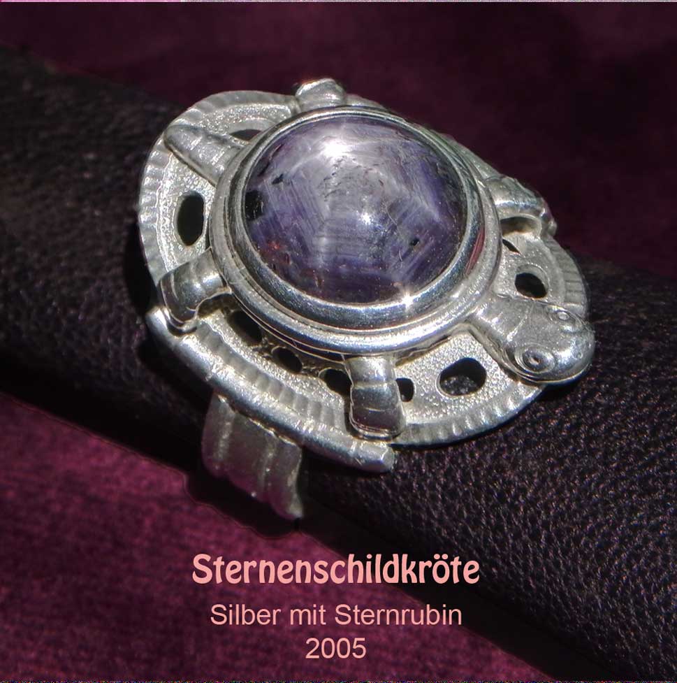 unikatring silber schildkröte sternsaphir