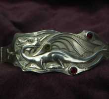 Silver bracelet with Dragon and Gemstones 