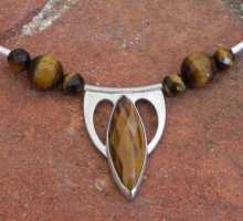 faceted tigereye necklace with silver pendant