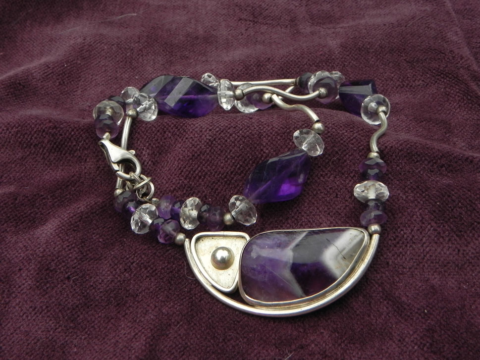 Unikatschmuck edelsteinkette designerschmuck amethyst silber