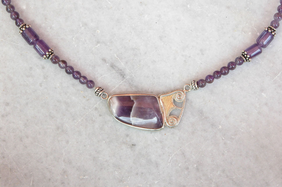 unikatschmuck designerschmuck edelsteinkette amethyst silber